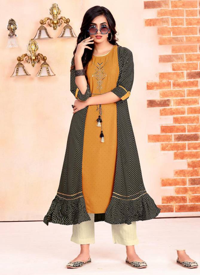 Heavy Rayon Stylist and fancy Kurtis With Plazzo, Pants and Sharara Collection 